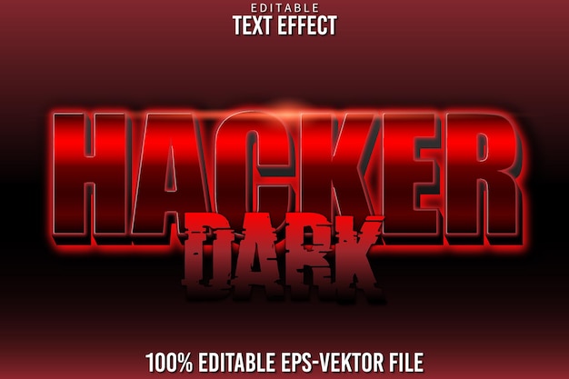 Vector efecto de texto editable hacker estilo degradado 3d oscuro