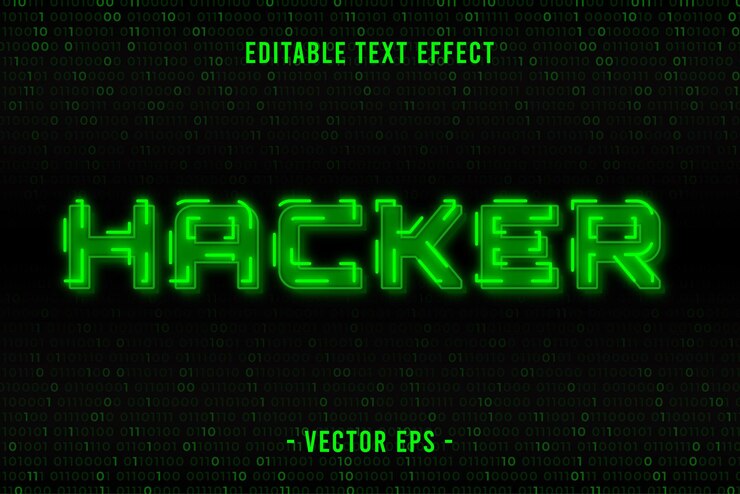 Vector efecto de texto editable hacker