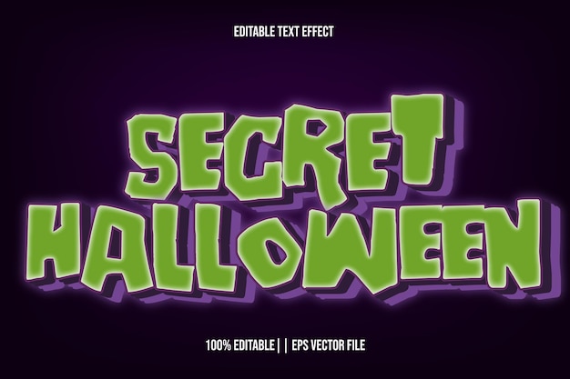 Vector efecto de texto editable de halloween secreto estilo de relieve 3d