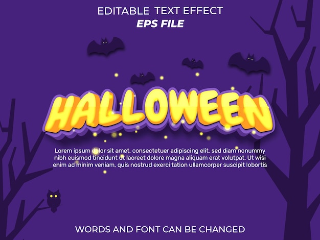 efecto de texto editable de halloween uso de estilo de fuente 3D para plantillas vectoriales de logotipos y marcas comerciales
