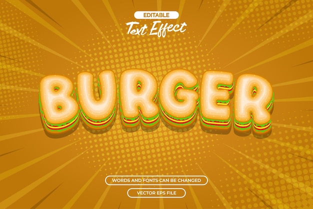 Vector efecto de texto editable para hamburguesas