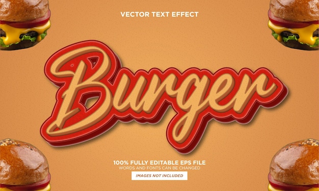 Efecto de texto editable para hamburguesas