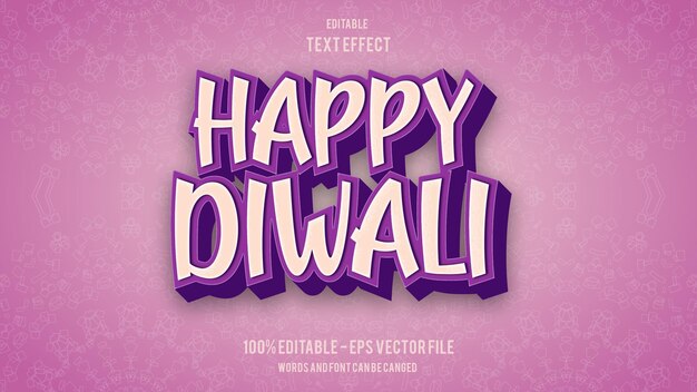 Efecto de texto editable happy diwali