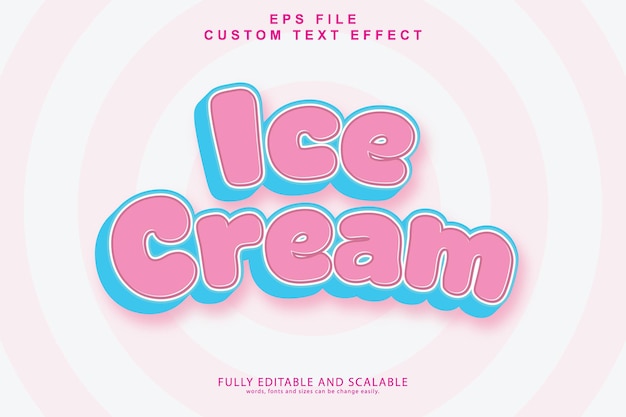 Efecto de texto editable helado 3d dibujos animados modelo de estilo de vector premium