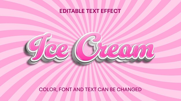 Efecto de texto editable para helados