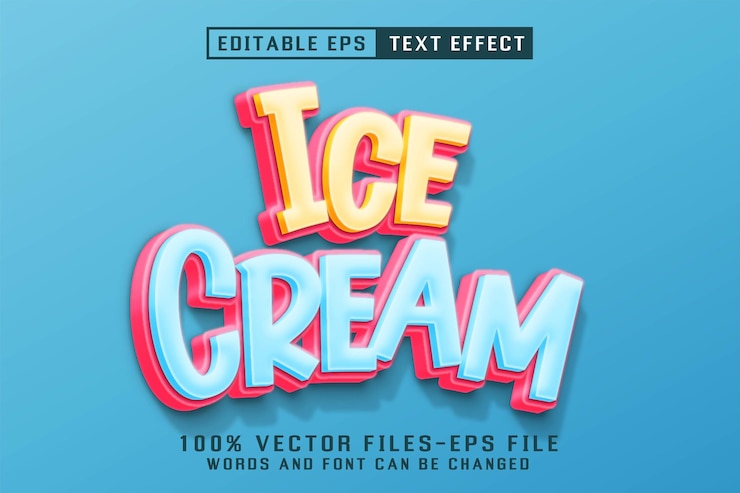 Vector efecto de texto editable para helados