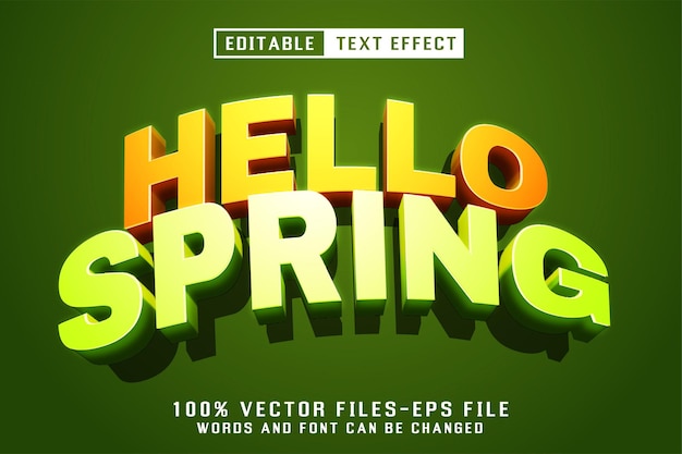 Vector efecto de texto editable de hello spring