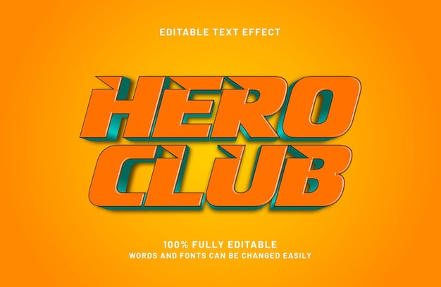efecto de texto editable de hero club en el estilo de texto de hero and kids