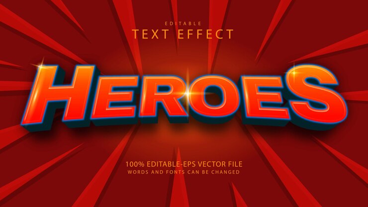 Vector efecto de texto editable de héroes