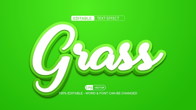 Efecto de texto editable de hierba Vector Estilo 3d
