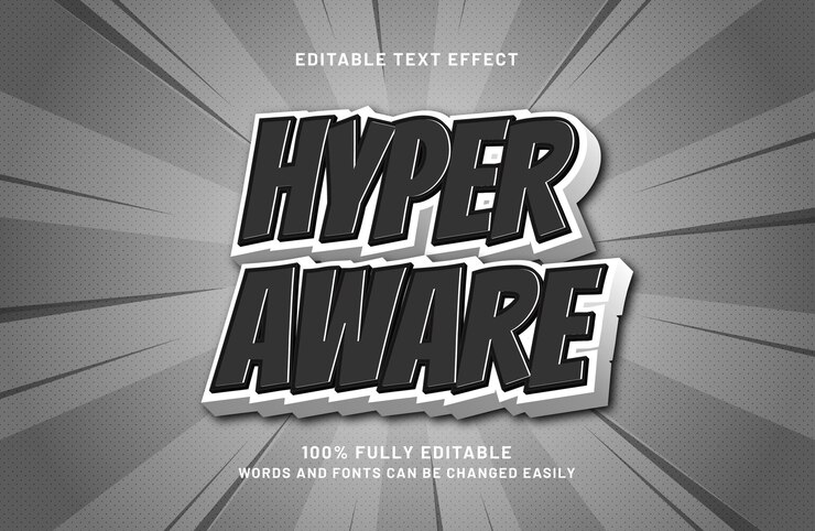 Vector efecto de texto editable hiper consciente en niños y estilo de texto de juego
