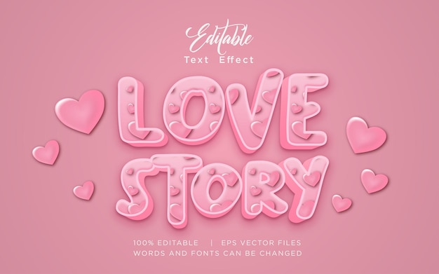 efecto de texto editable de historia de amor