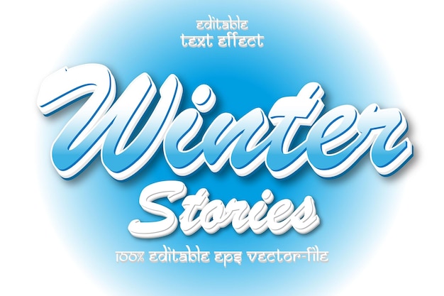 Efecto de texto editable Historias de invierno Estilo de relieve 3D