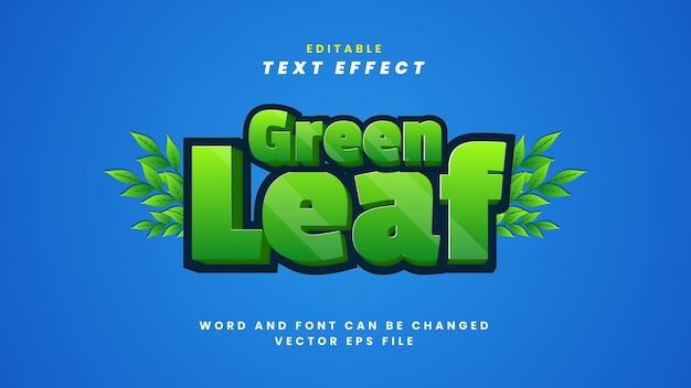 Efecto de texto editable de hoja verde estilo 3d