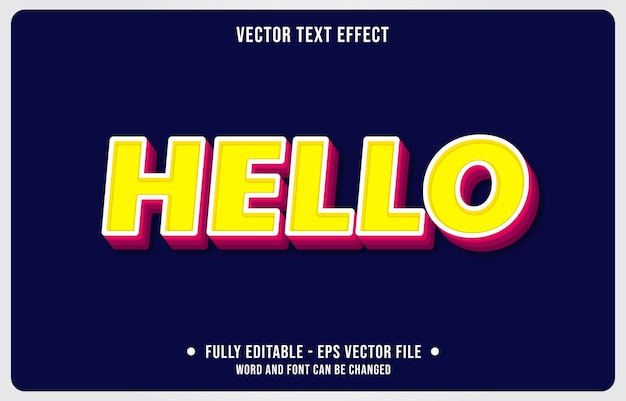 Vector efecto de texto editable hola estilo moderno amarillo