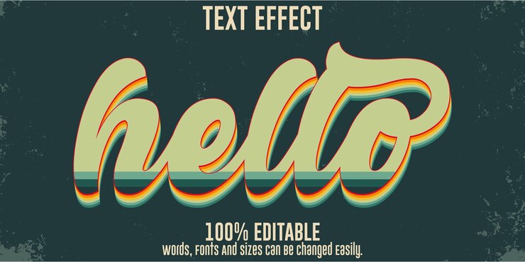 Vector efecto de texto editable hola retro