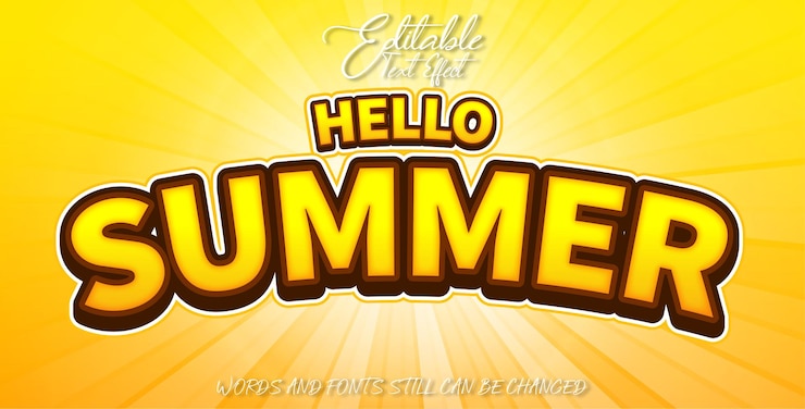 Vector efecto de texto editable hola verano