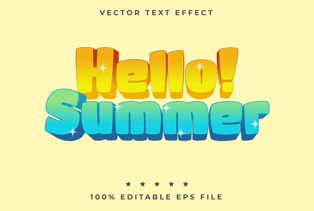 efecto de texto editable hola verano
