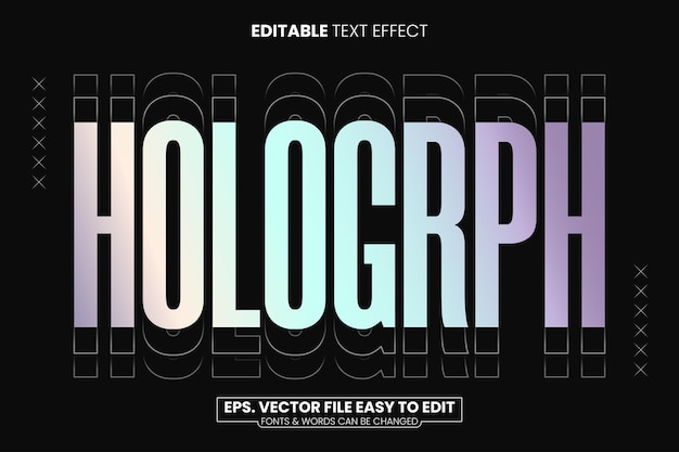 Efecto de texto editable holográfico