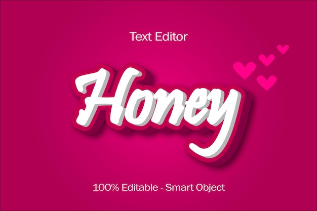 Efecto de texto editable Honey Estilo simple en relieve de 3 dimensiones