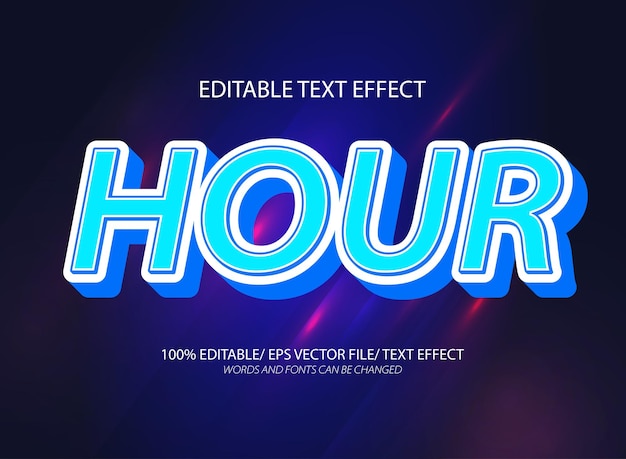 Efecto de texto editable por hora y estilo de texto editable