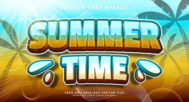 Efecto de texto editable de horario de verano adecuado para celebrar el evento de verano