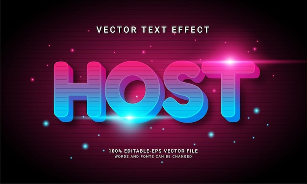 Efecto de texto editable de host con tema de luz moderno