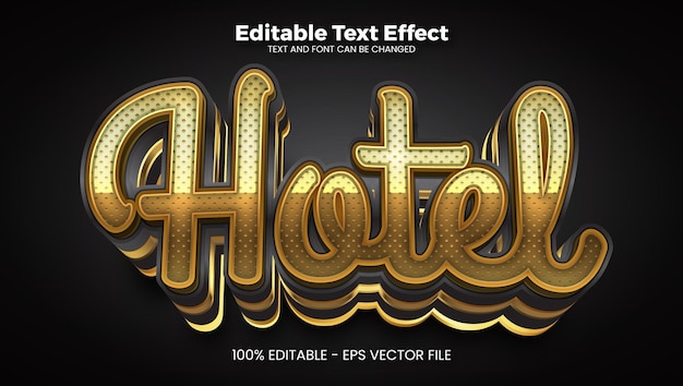 Efecto de texto editable de hotel en estilo de tendencia moderna.