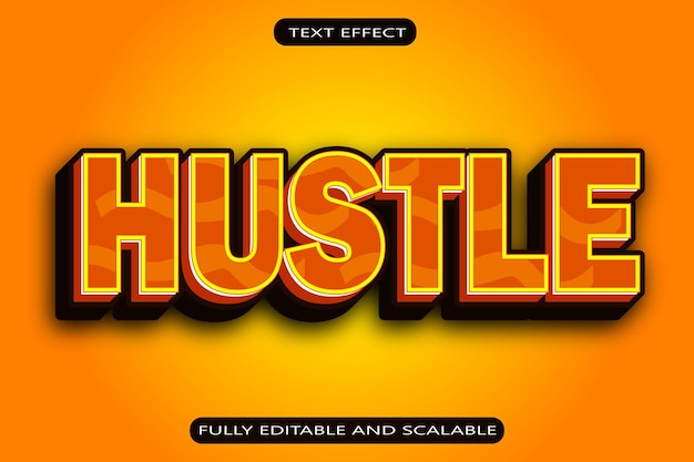 Efecto de texto editable Hustle Estilo moderno en 3 dimensiones