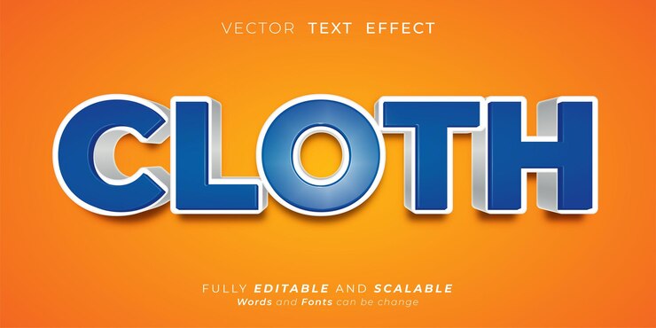 Vector efecto de texto editable ilustraciones de estilo 3d de tela