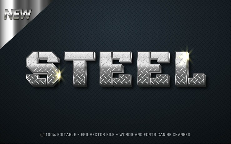 Vector efecto de texto editable, ilustraciones de estilo acero