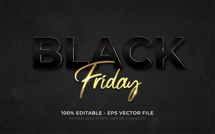 Vector efecto de texto editable, ilustraciones de estilo black friday