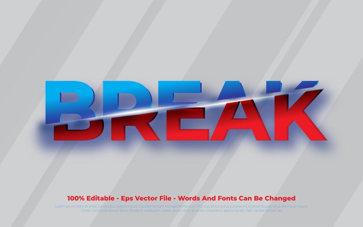 Vector efecto de texto editable ilustraciones de estilo break