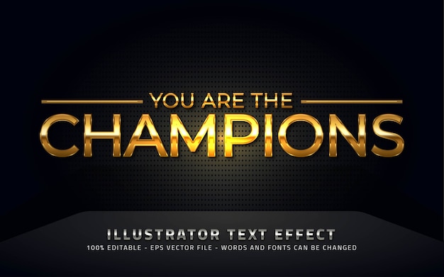 Efecto de texto editable, ilustraciones estilo campeones