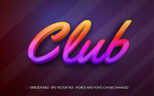 Efecto de texto editable, ilustraciones de estilo club neon gradient