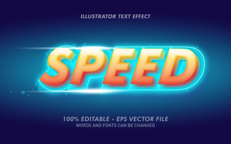 Vector efecto de texto editable, ilustraciones de estilo de conexión de velocidad