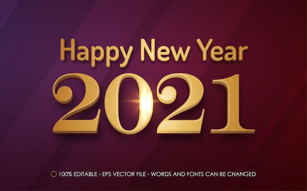 Efecto de texto editable, ilustraciones de estilo feliz año nuevo