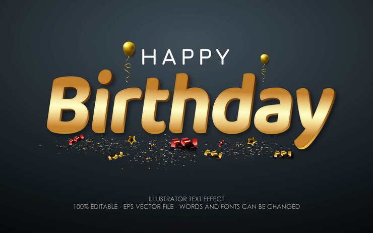 Vector efecto de texto editable, ilustraciones de estilo feliz cumpleaños