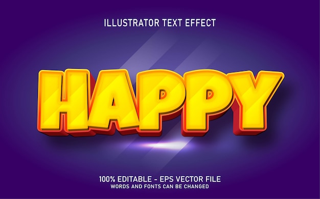 Efecto de texto editable, ilustraciones de estilo feliz