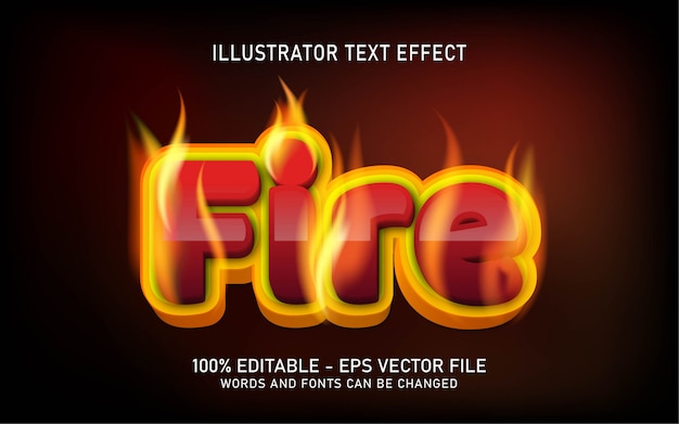 Efecto de texto editable, ilustraciones de estilo fuego