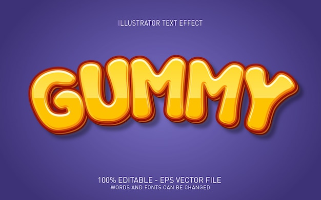 Vector efecto de texto editable, ilustraciones de estilo gummy