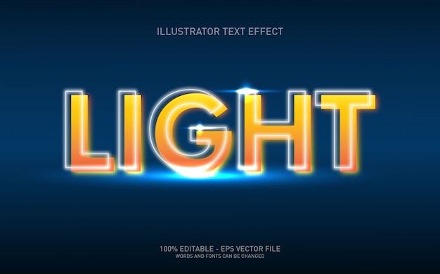 Vector efecto de texto editable, ilustraciones de estilo de luz de neón