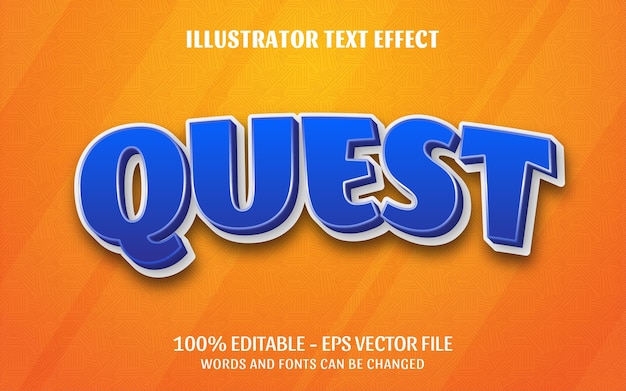 Efecto de texto editable ilustraciones de estilo quest