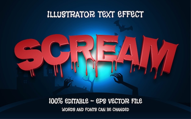 Efecto de texto editable, ilustraciones de estilo scream