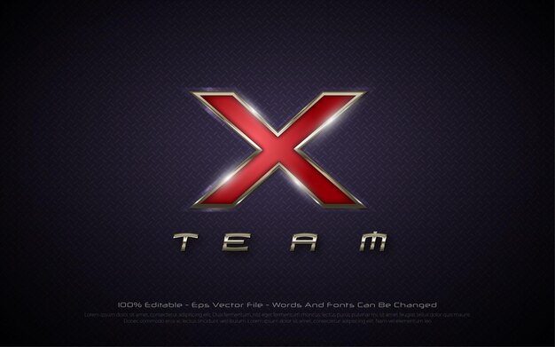 Efecto de texto editable, ilustraciones de estilo X Team