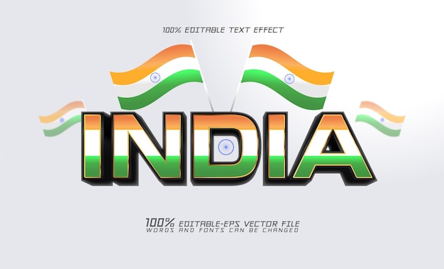Efecto de texto editable de India