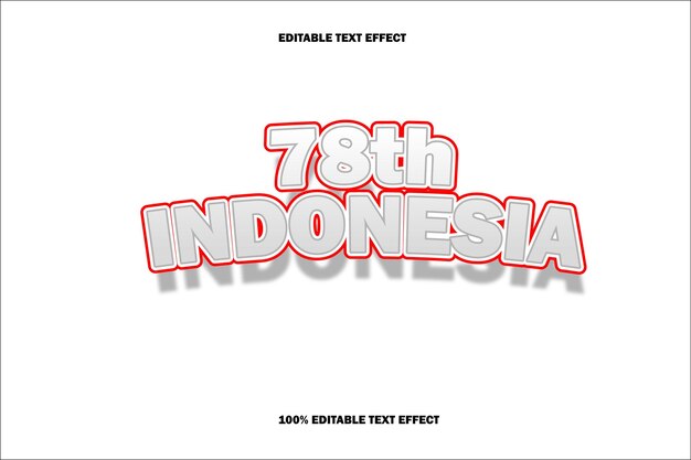 Vector efecto de texto editable de indonesia estilo de dibujos animados en 3d