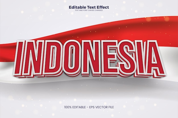 Efecto de texto editable de indonesia en estilo de tendencia moderna