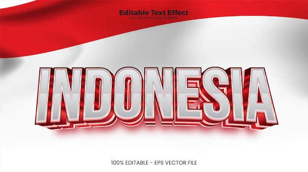 Efecto de texto editable de indonesia en estilo de tendencia moderna