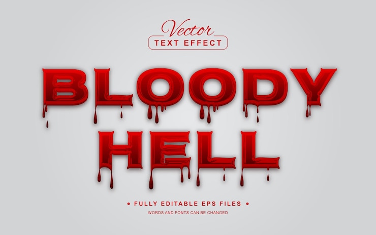 Vector efecto de texto editable del infierno sangriento